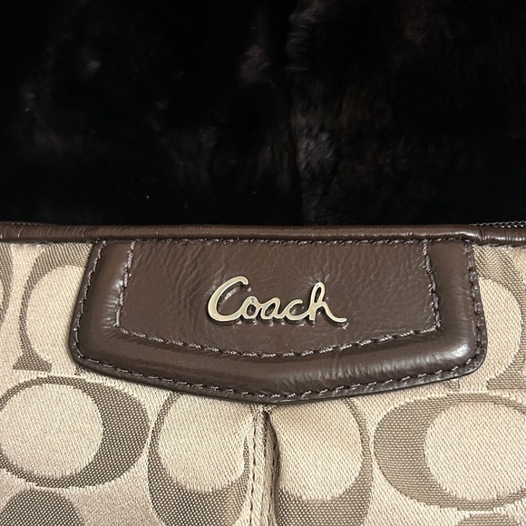 Coach Brown/Tan Signature Wristlet - Picture 6 of 12